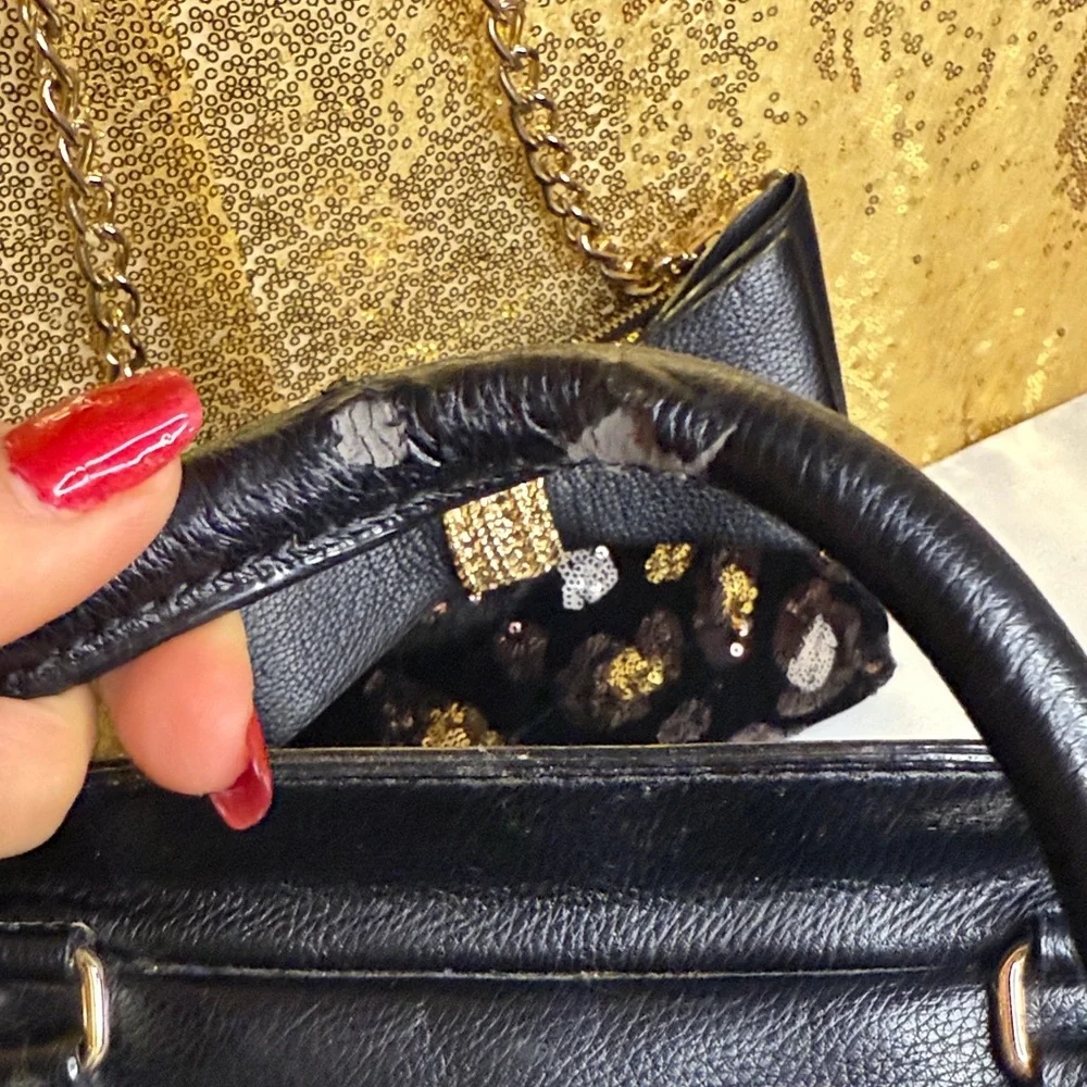 Betsey Johnson Evening Prowl Sequined Velvet Convertible satchel set